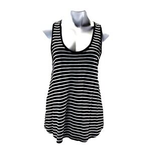 Vince Womens L‎ Gray White Striped Rayon Nylon Sleeveless Swing Tank Top Casual